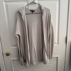 American Eagle Outfitters Hooded Open-Front Cardigan - Cream